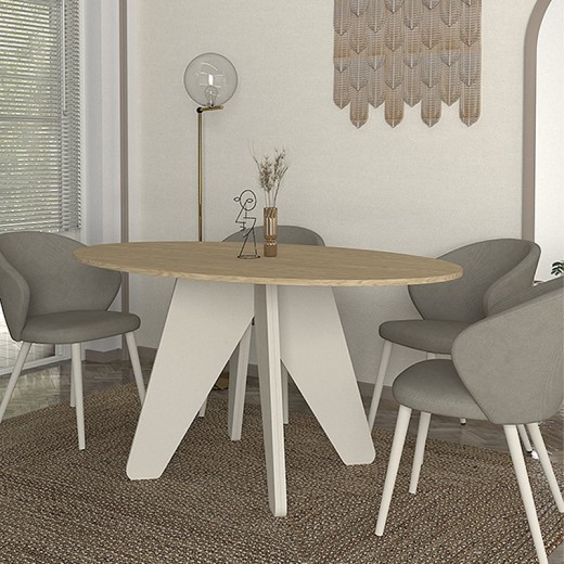 Τραπέζι Rebel Megapap χρώμα rota oak - sandstone 150x90x75εκ.