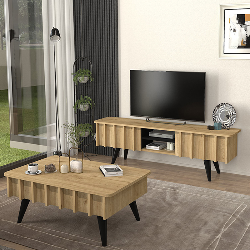 Gemma Megapap melamine tv stand in sepet oak color 150x35x46.7cm.