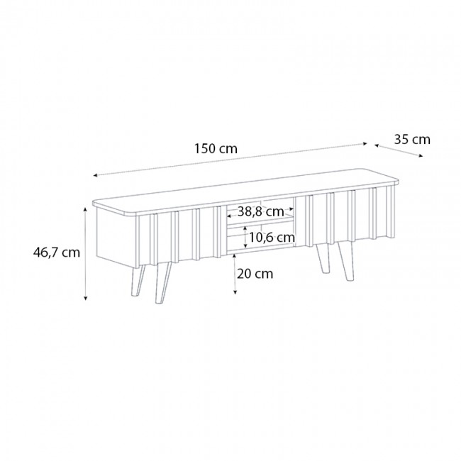 Έπιπλο τηλεόρασης Gemma Megapap χρώμα sepet oak 150x35x46,7εκ.