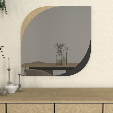 Lava Megapap melamine mirror in rota oak - anthracite color 70x2.2x70cm.