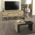 Lava Megapap melamine coffee table set of 2 in rota oak - anthracite color 75x48.5x35.6cm.