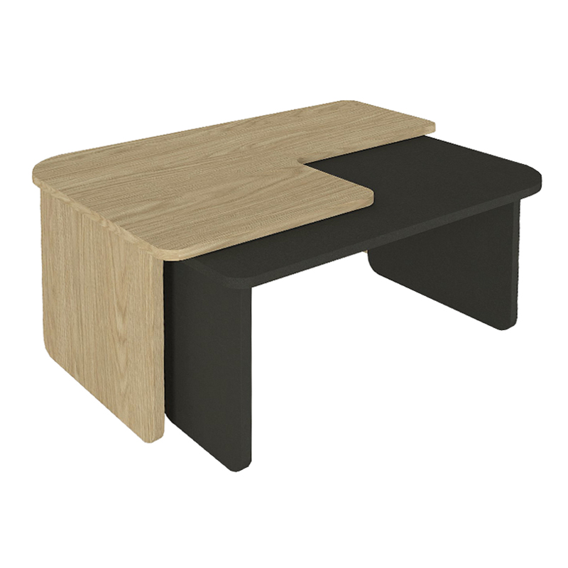 Lava Megapap melamine coffee table set of 2 in rota oak - anthracite color 75x48.5x35.6cm.