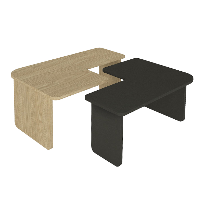 Lava Megapap melamine coffee table set of 2 in rota oak - anthracite color 75x48.5x35.6cm.