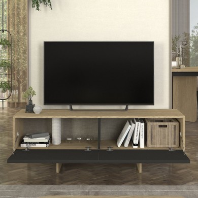 Lava Megapap melamine console in rota oak - anthracite color 150x35x51.3cm.