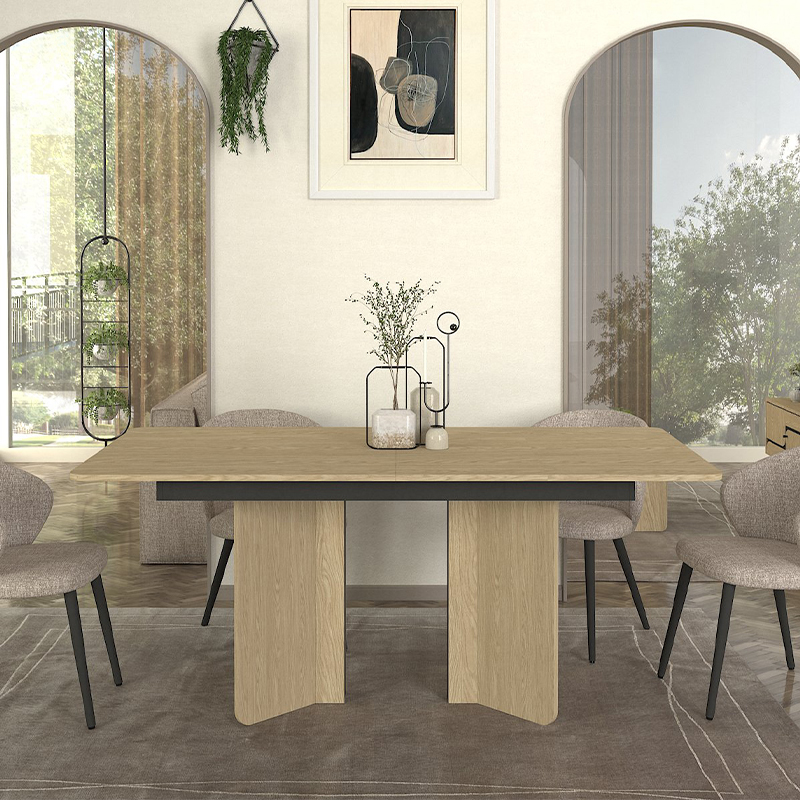 Lava Megapap melamine dining table in rota oak - anthracite color 180x90x76.8cm.