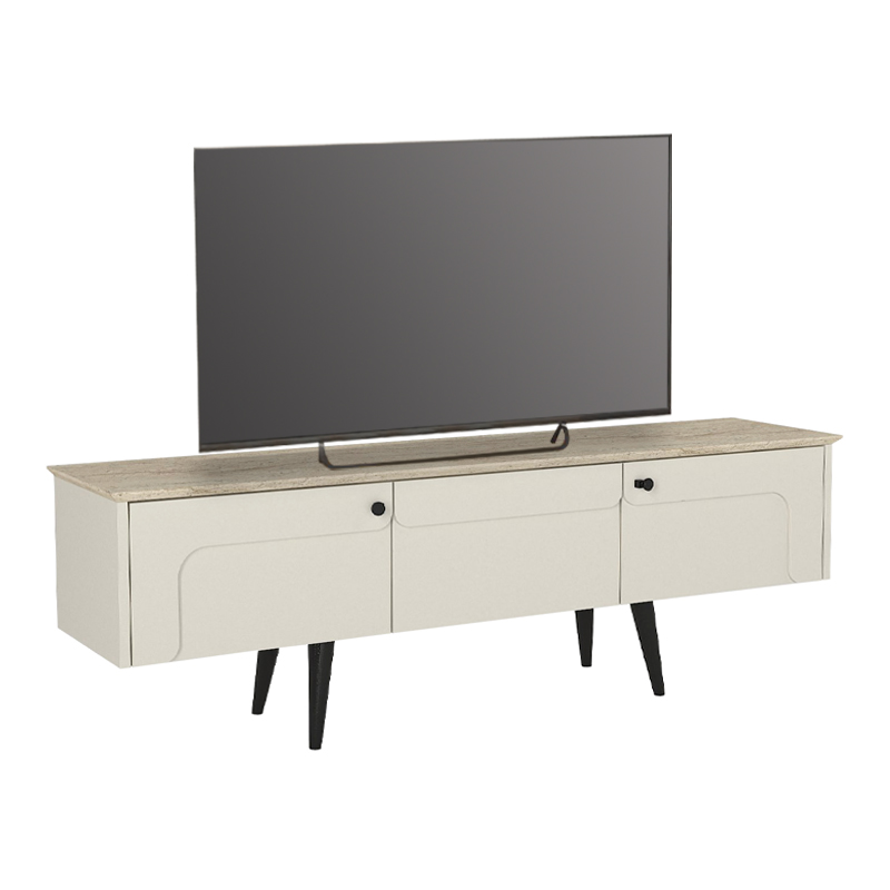 Sevilla Megapap melamine tv stand in sandstone - travertine color 150x35x45.6cm.