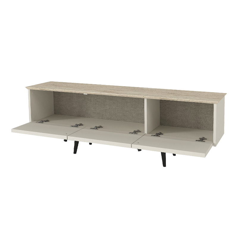 Sevilla Megapap melamine tv stand in sandstone - travertine color 150x35x45.6cm.