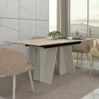 Sevilla Megapap melamine dining table in sandstone - travertine color 180x90x75cm.