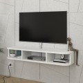 Bask Megapap melamine wall TV stand with LED lighting in white color 120x29.6x19.2cm.
