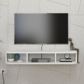 Bask Megapap melamine wall TV stand with LED lighting in white color 120x29.6x19.2cm.