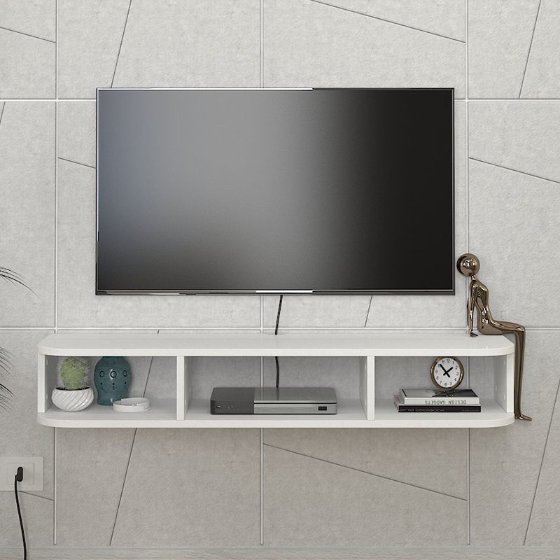 Bask Megapap melamine wall TV stand with LED lighting in white color 120x29.6x19.2cm.
