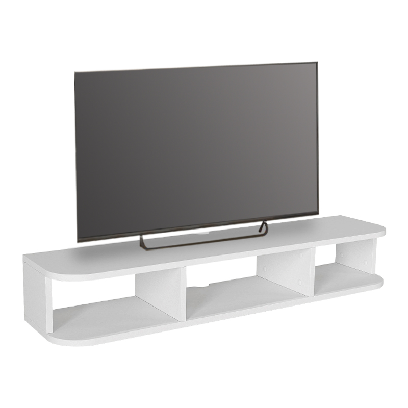 Bask Megapap melamine wall TV stand with LED lighting in white color 120x29.6x19.2cm.