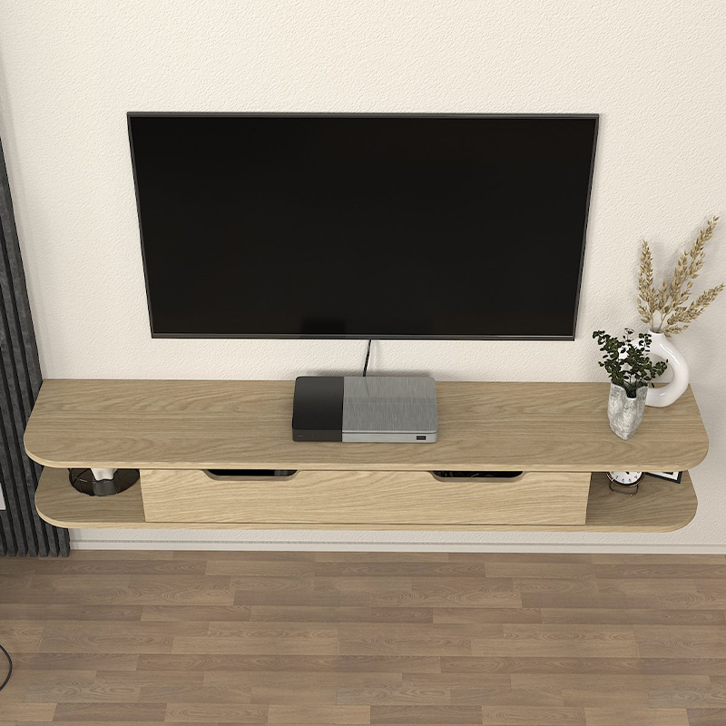 Noland Megapap  melamine wall TV stand with LED lighting in rota oak color 150x35x19.2cm.
