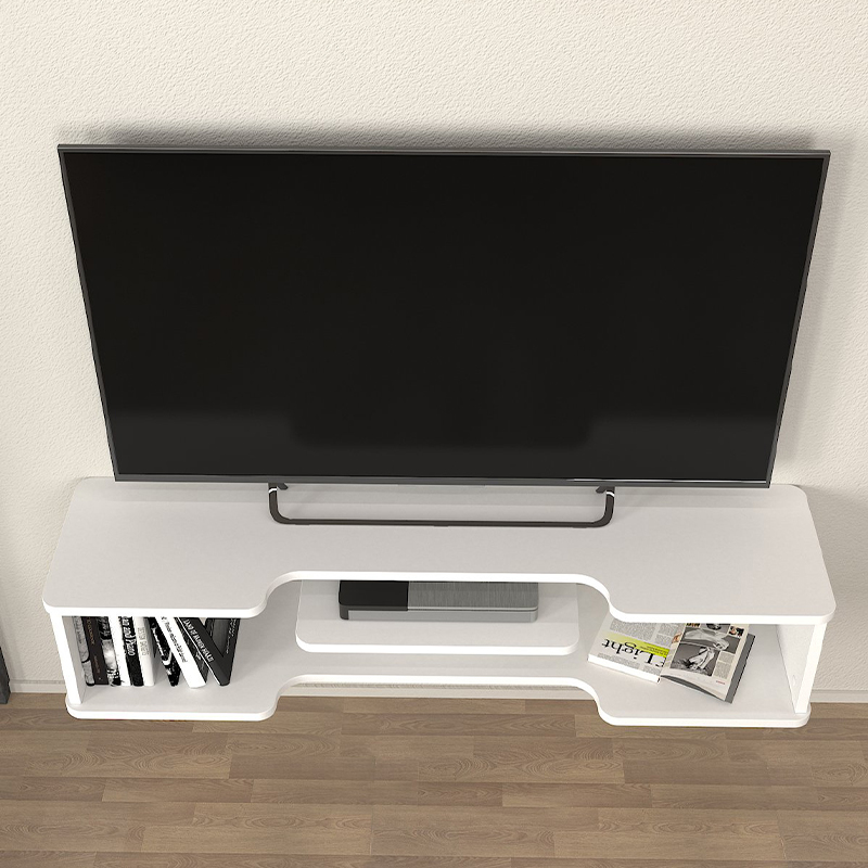 Perry Megapap melamine wall TV furniture in white color 120x29.6x25.6cm.
