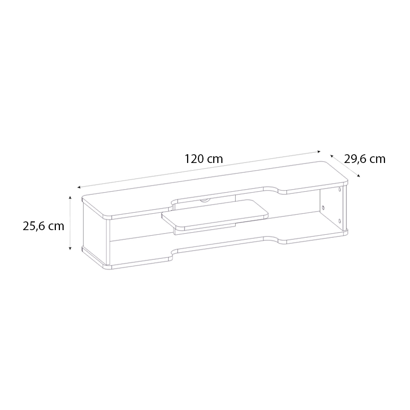 Perry Megapap melamine wall TV furniture in white color 120x29.6x25.6cm.
