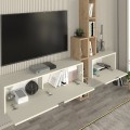 Edgar Megapap melamine tv unit in sandstone - sepet oak 198.4x29.6x148.5cm.