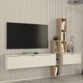 Edgar Megapap melamine tv unit in sandstone - sepet oak 198.4x29.6x148.5cm.