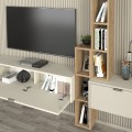 Edgar Megapap melamine tv unit in sandstone - sepet oak 198.4x29.6x148.5cm.