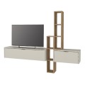 Edgar Megapap melamine tv unit in sandstone - sepet oak 198.4x29.6x148.5cm.