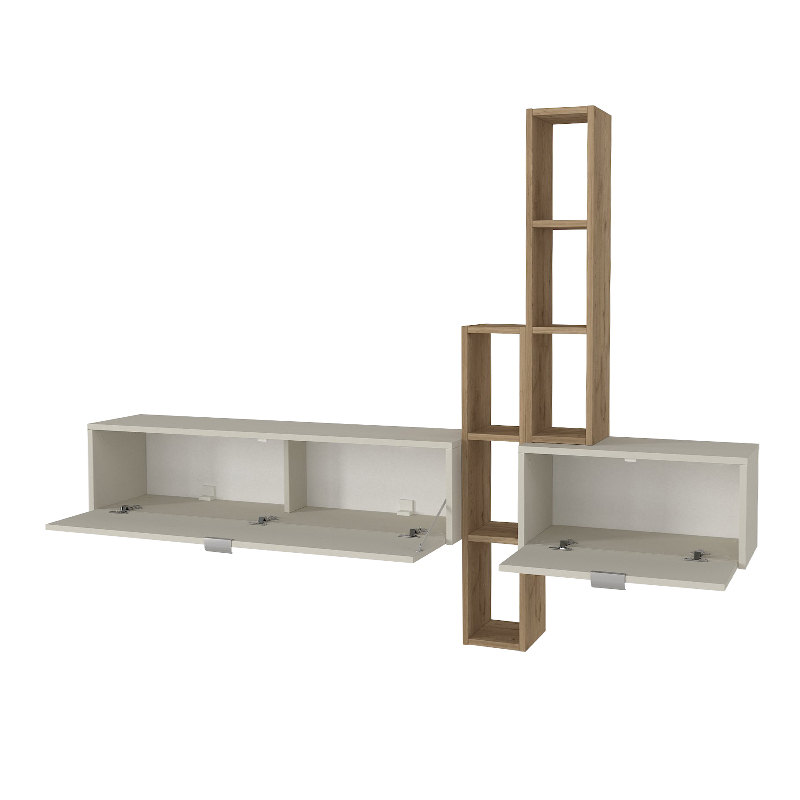 Edgar Megapap melamine tv unit in sandstone - sepet oak 198.4x29.6x148.5cm.