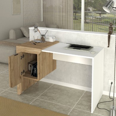 Dario Megapap melamine study desk in sepet oak - white color 120x60x73.2cm