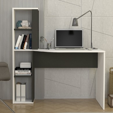 Gemini Megapap melamine study desk in anthracite - white color 121.8x59.6x131.8cm.