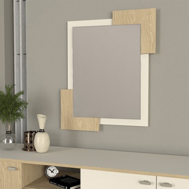 Selinos Megapap melamine mirror in sandstone - rota oak color 65x2.2x85cm.