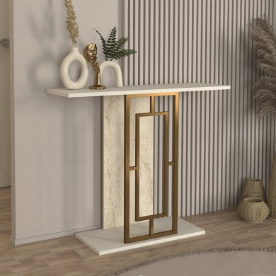 Alderas Megapap melamine dresuar in sandstone - travertine - gold color 90x29.6x76.8cm.