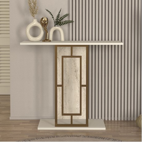 Alderas Megapap melamine dresuar in sandstone - travertine - gold color 90x29.6x76.8cm.