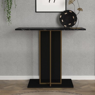 Brandy Megapap melamine dresuar in black - black marble - gold color 90x29.6x76.8cm.