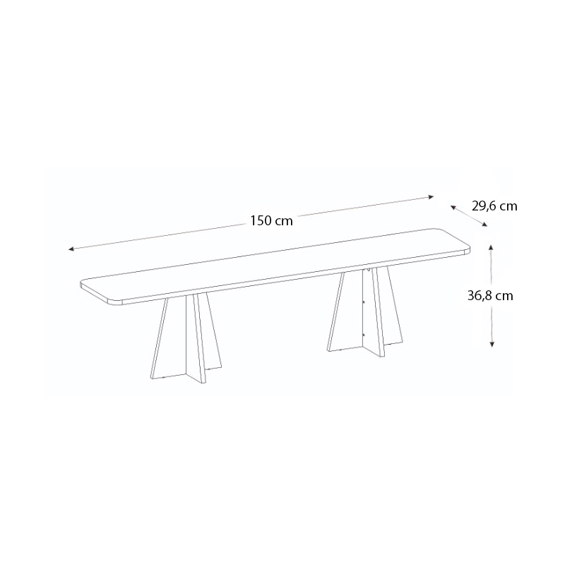 Sugar Megapap melamine tv furniture in white color 150x29.6x36.8cm.