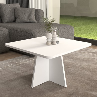 Sugar Megapap melamine coffee table in white color 60x60x36.8cm.