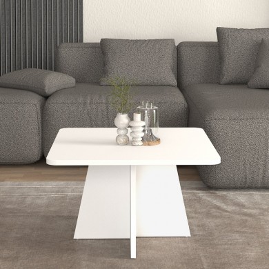 Sugar Megapap melamine coffee table in white color 60x60x36.8cm.