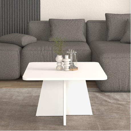 Sugar Megapap melamine coffee table in white color 60x60x36.8cm.