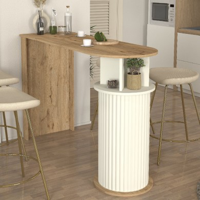 Bohema Megapap melamine bar table in sepet oak - ivory color 150x51.6x101.8cm.