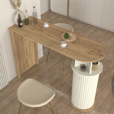 Bohema Megapap melamine bar table in sepet oak - ivory color 150x51.6x101.8cm.