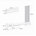 Σύνθεση τηλεόρασης Dumont Megapap χρώμα ανθρακί - sepet oak 240x36,8x200εκ.