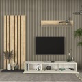 Nagini Megapap melamine tv unit in ivory - sapphire oak - anthracite color 260x39.4x203.6cm.