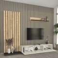 Nagini Megapap melamine tv unit in ivory - sapphire oak - anthracite color 260x39.4x203.6cm.