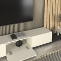 Nagini Megapap melamine tv unit in ivory - sapphire oak - anthracite color 260x39.4x203.6cm.