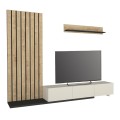 Nagini Megapap melamine tv unit in ivory - sapphire oak - anthracite color 260x39.4x203.6cm.
