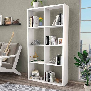 Βιβλιοθήκη μελαμίνης Printo Megapap χρώμα λευκό 90x25x169εκ.