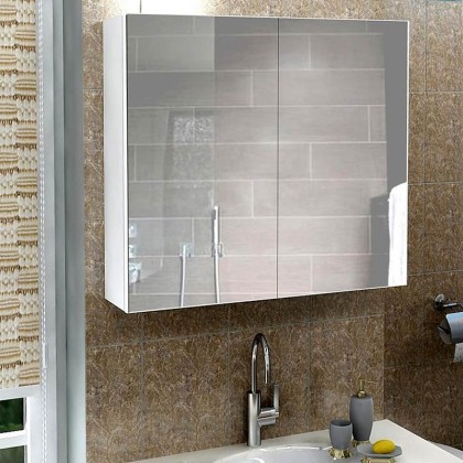 Καθρέπτης μπάνιου με ντουλάπι Nisa Megapap από μελαμίνη χρώμα λευκό 60x15x60εκ.
