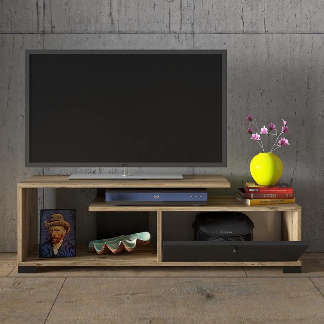 Έπιπλο τηλεόρασης Treiso Megapap από μελαμίνη χρώμα atlantic pine 120x25x38εκ.