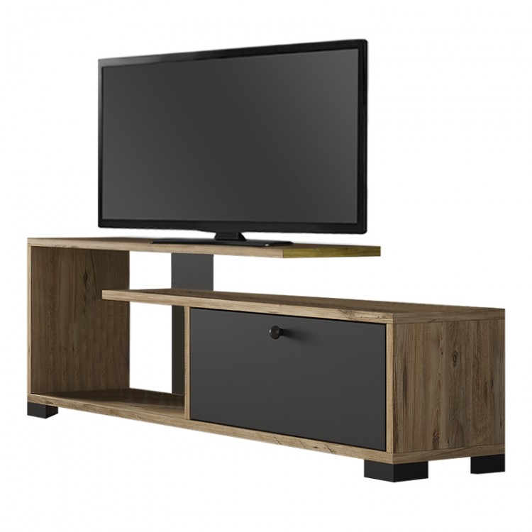 Έπιπλο τηλεόρασης Treiso Megapap από μελαμίνη χρώμα atlantic pine 120x25x38εκ.