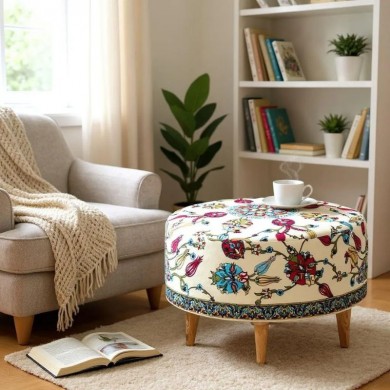 Rimini Megapap fabric stool multicolor 65x65x40cm.