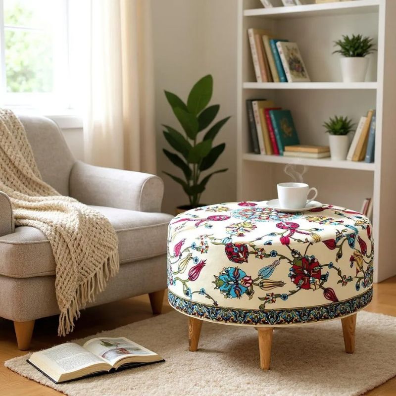 Rimini Megapap fabric stool multicolor 65x65x40cm.