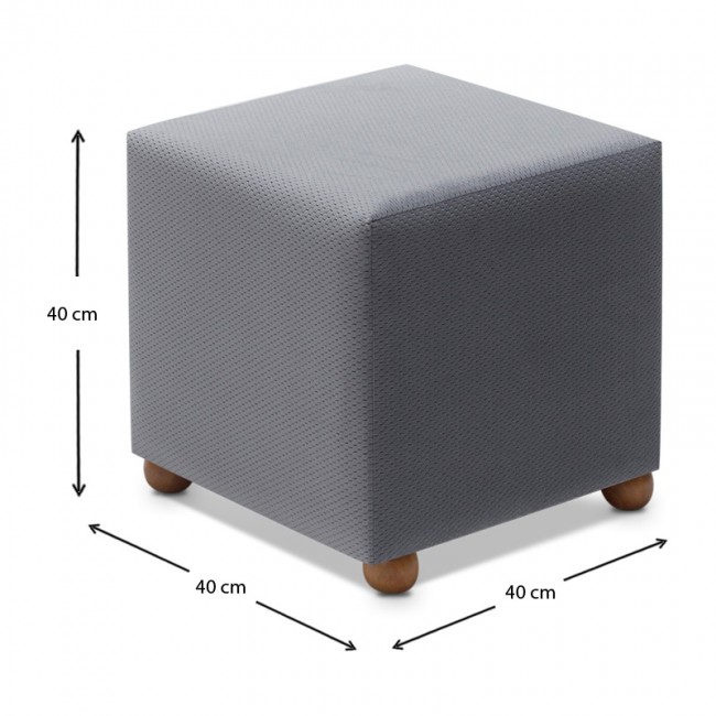 Σκαμπώ Ranma Megapap υφασμάτινο χρώμα γκρι 40x40x40εκ.