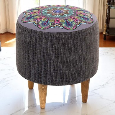 Enna Megapap fabric stool in grey color 40x40x42cm.