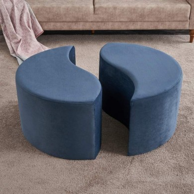 Alis Megapap velvet stool in blue color 80x80x40cm.